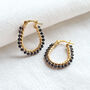 Black Spinel And Gold Wire Wrapped Hoop Earrings, thumbnail 1 of 6