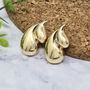 Statement Dual Tear Drop Gold Pated Earrings, thumbnail 1 of 3