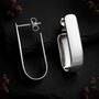 Chunky Sterling Silver Open Rectangle Half Hoop Stud Earrings, thumbnail 5 of 7