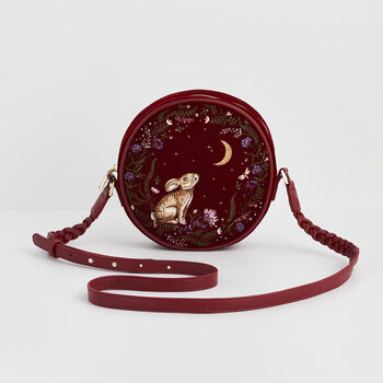 Star Gazing Rabbit Red Embroidered Circle Bag, 3 of 9
