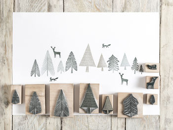 Christmas Rubber Stamps, Fir Tree Stamps, 2 of 3