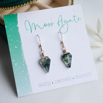 Moss Agate Dangle Earrings, 2 of 11