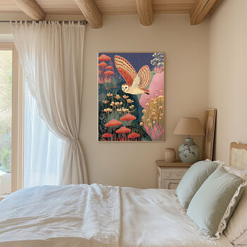 Nighttime Owl Landscape Art Print, 3 of 4