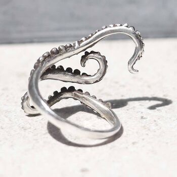 Sterling Silver Adjustable Octopus Ring, 5 of 7