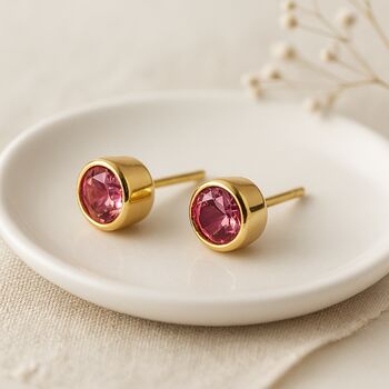 18ct Gold Plated Sterling Silver October Birthstone Stud Earrings – 7mm, 3 of 6