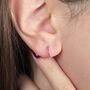 Ruby July Birthstone Small Huggie Hoop Earrings, thumbnail 3 of 5