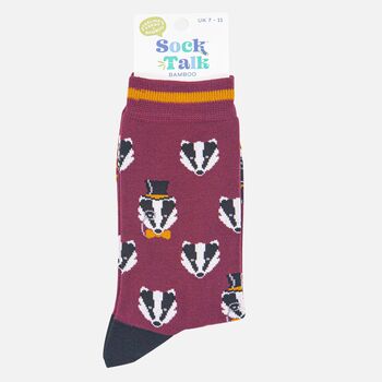 Dapper Badger Men's Bamboo Dress Socks Burgundy, 5 of 5