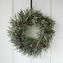 Snowy Faux Pine Wreath With Pinecones, thumbnail 1 of 2