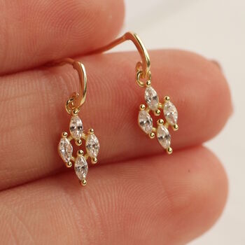 Dainty Drop Jewel Sterling Silver Gold Stud Earrings, 4 of 9