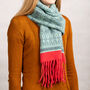 Knitted Soft Wool Tassel Scarf Inspired By Nature, thumbnail 2 of 6