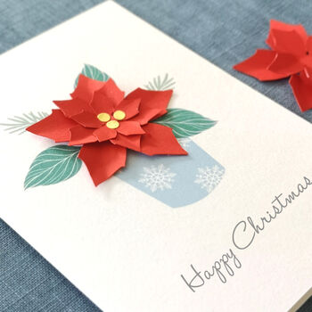 Personalised Happy Christmas 3D Poinsettia Card, 7 of 8