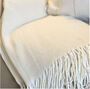Cream Herringbone Throw, Super Soft, thumbnail 1 of 3