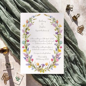 Spring Flowers Oval Invitation Suite, 3 of 12