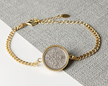 1966 60th Birthday Sixpence Coin Chain Bracelet, 2 of 5