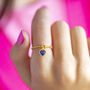 Chain Slider Ring With Heart Birthstone Charm, thumbnail 4 of 11