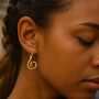 Gold Musical Note Drop Earrings, thumbnail 2 of 5