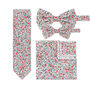 New Wedding 100% Cotton Floral Print Tie In Red, thumbnail 1 of 5
