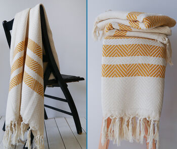 Handwoven Boho Design, Soft Cotton Throw Blanket, 8 of 11