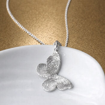 Fingerprint Butterfly Silver Pendant, 2 of 4