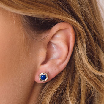 Maya Lapis Lazuli Stud Earrings Silver Or Gold Plated, 2 of 12