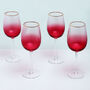 G Decor Set Of Four Monroe Ribbed Ombre Wine Glasses, thumbnail 2 of 6