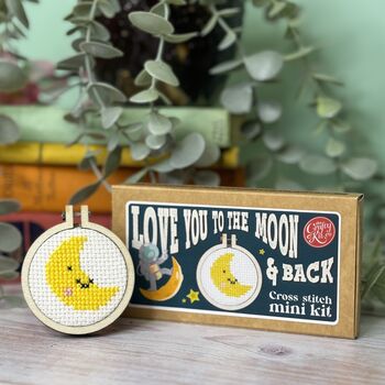 Love You To The Moon Mini Cross Stitch Kit, 2 of 4