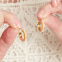 White Pearl Beads Channel Gold Hoops, 18 K Gold Vermeil, thumbnail 4 of 8