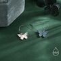 Sterling Silver Blue Butterfly Enamel Drop Hook Earrings, thumbnail 6 of 10