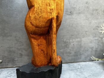 32cm Handcarved Yoga Cat Wooden Ornament Gift Decor, 11 of 12