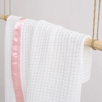 Luxury 100% Organic Baby Blanket White And Pink, 4 of 4