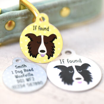 Border Collie Personalised Illustrated Dog Name Tag, 8 of 12