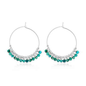 Turquoise And Gold Or Silver Nugget Medium Hoops, 3 of 4