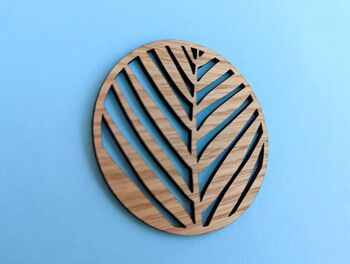 Palm Leaf Oak Wood Coaster Plant Lover Plant Herb Leaf, 9 of 9