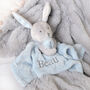 Personalised Blue Bunny Rabbit Baby Comforter, thumbnail 3 of 12