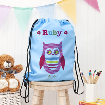 Personalised Girl's Sky Blue Waterproof Swim Bag, 2 of 12