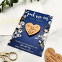 Save The Date Magnet With A Navy Blue Floral Card, thumbnail 1 of 12