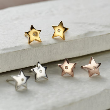 Diamond Star Stud Earrings, 3 of 7