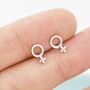 Sterling Silver Female Symbol Stud Earrings, thumbnail 4 of 11
