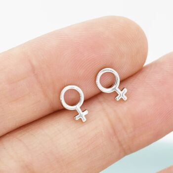 Sterling Silver Female Symbol Stud Earrings, 4 of 11