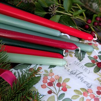 10 Tapered Dinner Candles Christmas Colour Mix | Scandi Christmas, 3 of 3