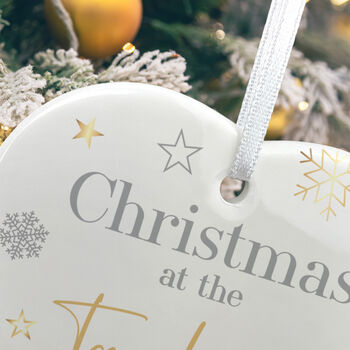 Family Christmas Ceramic Heart Hanging Decoration Bauble + Gift Box, 4 of 7