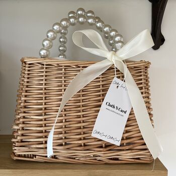 Personalised Pearl Handle Wicker Basket Bag, 4 of 4