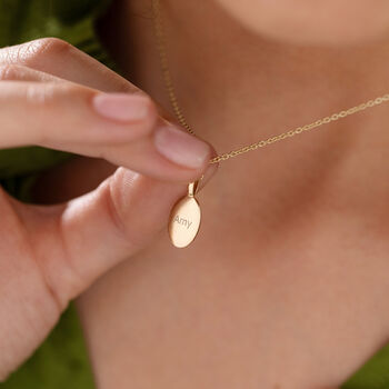 Personalised 9ct Gold Oval Charm Fingerprint Necklace, 3 of 5