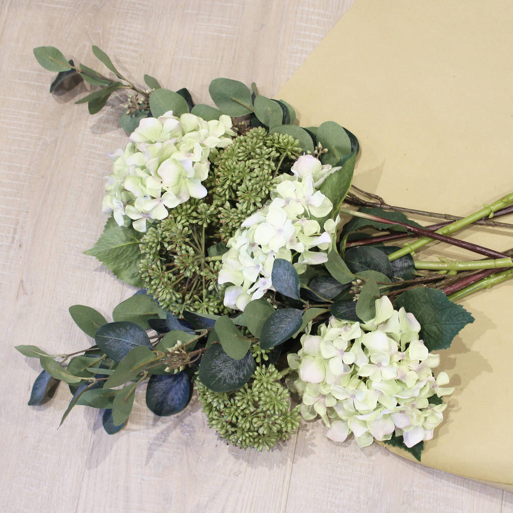 Green Artificial Floral Bouquet By Lime Tree London