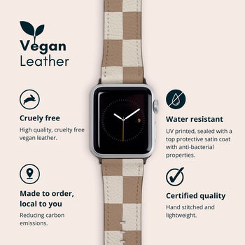Y2k Almond Check Vegan Leather Apple Watch Band, 2 of 6