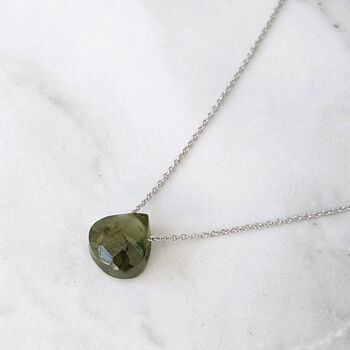 Peridot Teardrop August Birthstone Necklace, Silver, 5 of 7