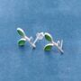 Sterling Silver Leaf Stud Earrings, thumbnail 6 of 7