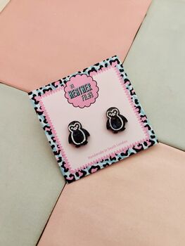 Penguin Glitter Resin Studs / Gift For Penguin Lovers / Christmas Studs, 3 of 5