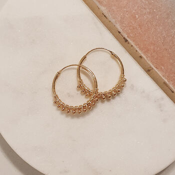 Gold Vermeil Bead Hoop Earrings, 2 of 3