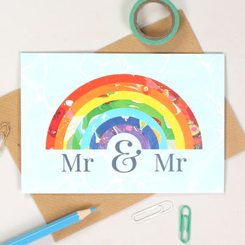 Mrs And Mrs Rainbow Wedding Card, 2 of 3